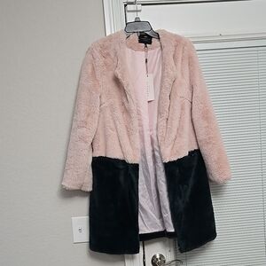 Pink and Green Faux Fur Coat Jacket
